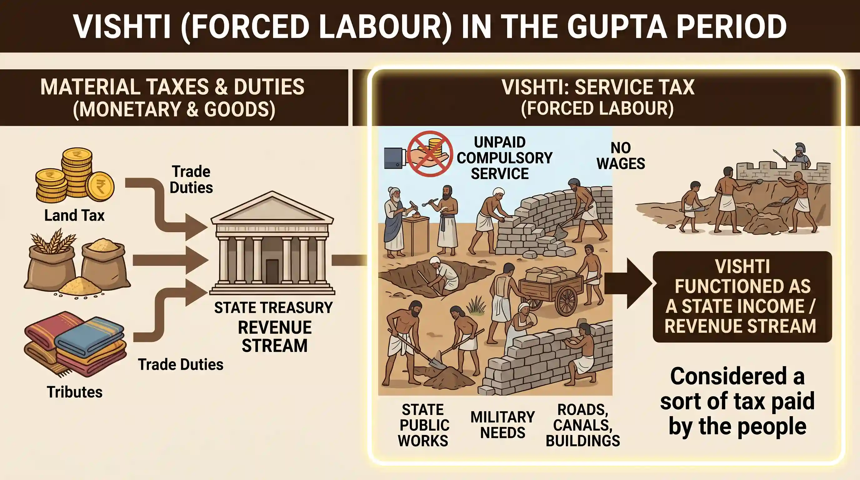 history: With reference to forced labour (Vishti) in India during the Gupta period, which one of the following statements is corr