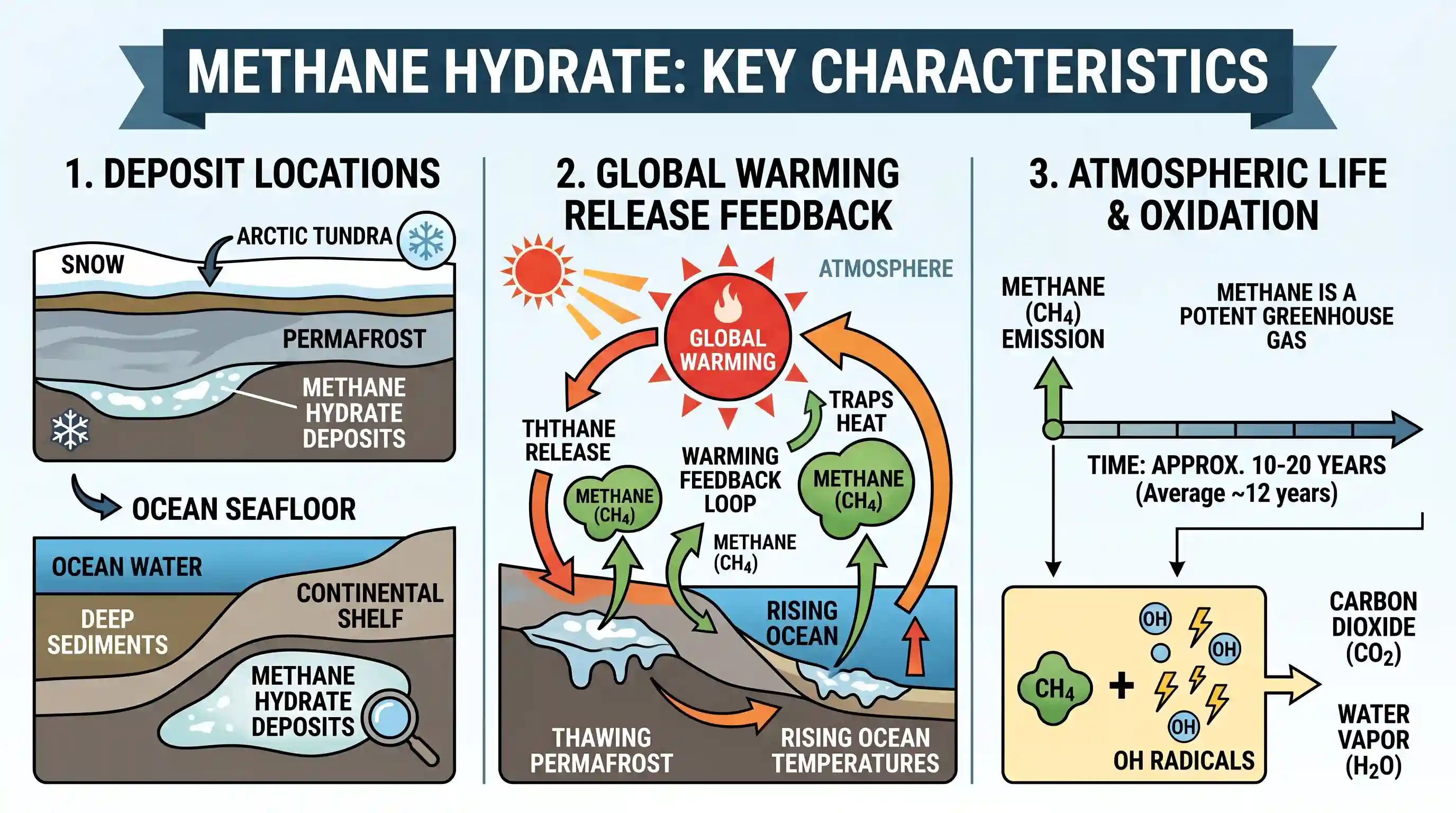 geography: Which of the following statements are correct about the deposits of 'methane hydrate'? 1. Global warming might trigger t