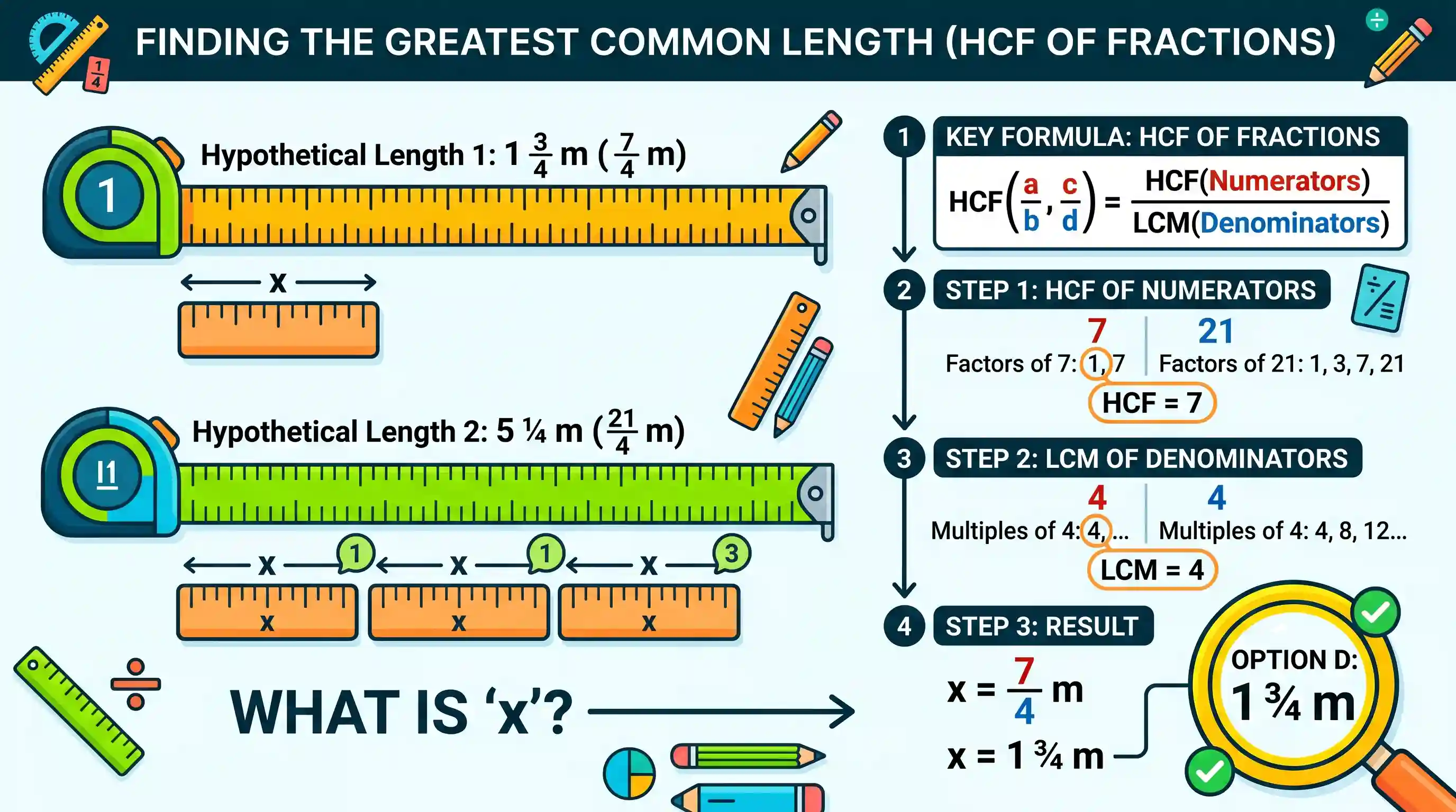 Quantitative Aptitude: What is the greatest length x such that 3% m and 8% m are integral multiples of x?