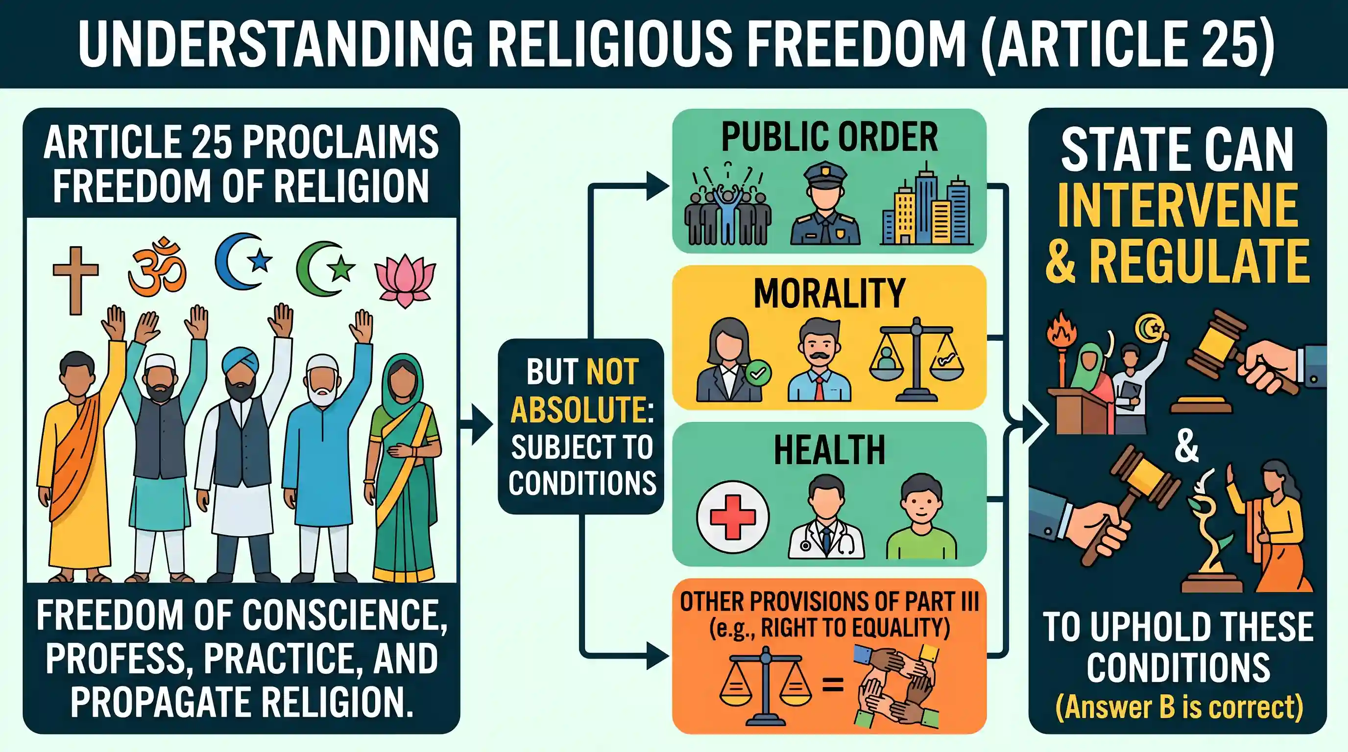 Reading Comprehension: In Part III of the constitution which assures people certain fundamental rights, Article 25 proclaims that "all persons