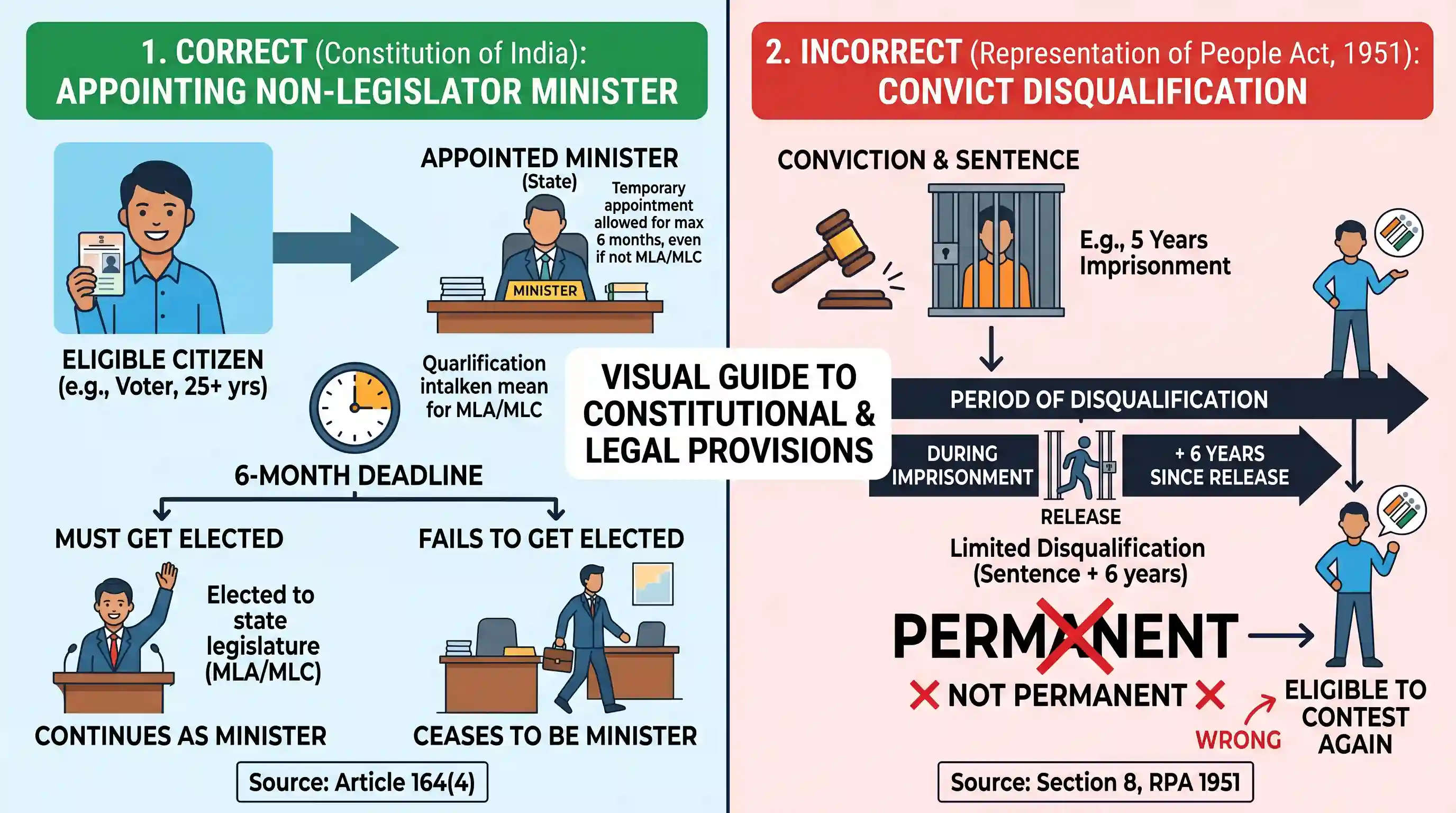 polity-and-governance: Consider the following statements: 1. According to the Constitution of India, a person who is eligible to vote can be ma