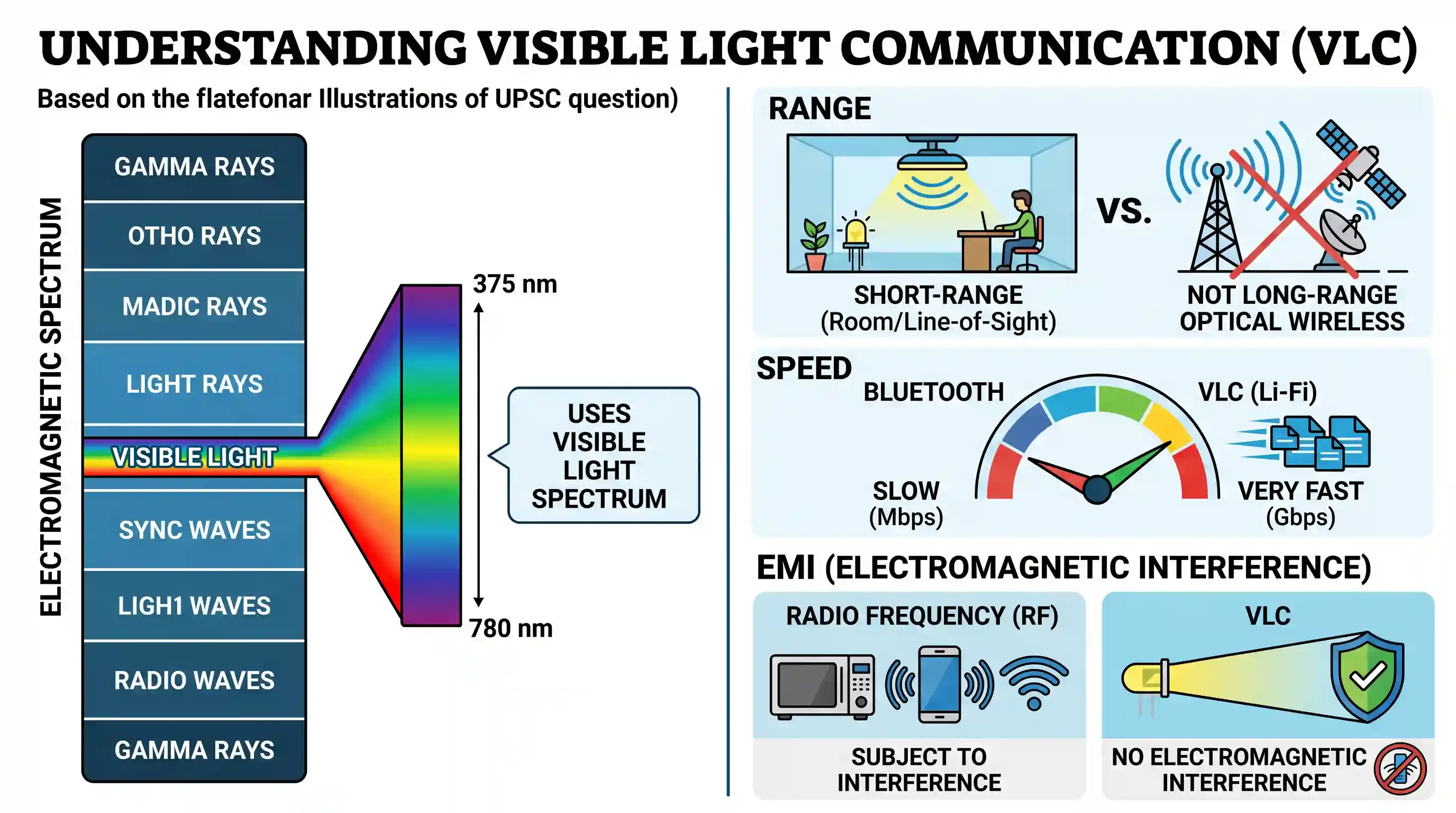 science-and-technology: With reference to Visible Light Communication (VLC) technology, which of the following statements are correct? 1. VLC us