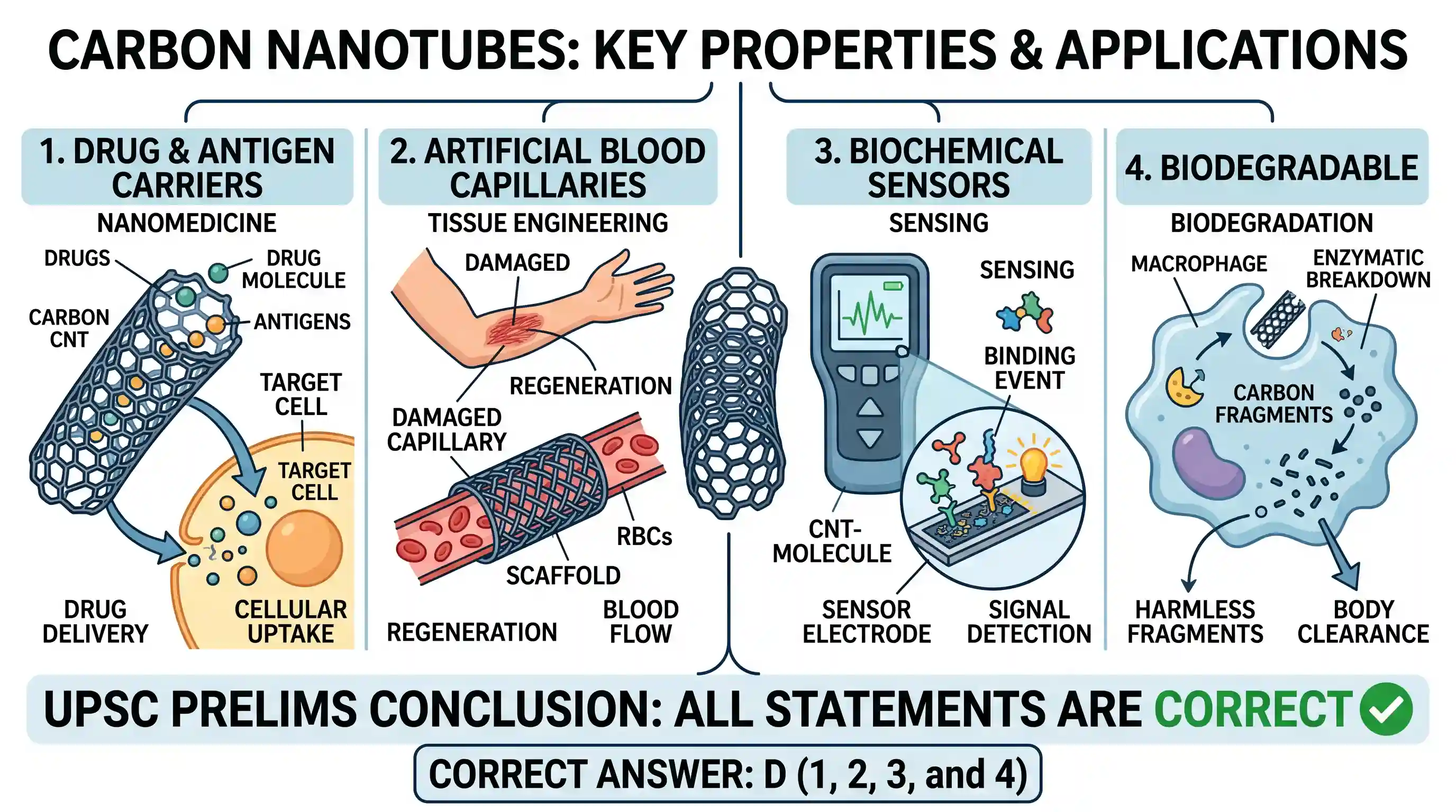 science-and-technology: With reference to carbon nanotubes, consider the following statements: 1. They can be used as carriers of drugs and anti