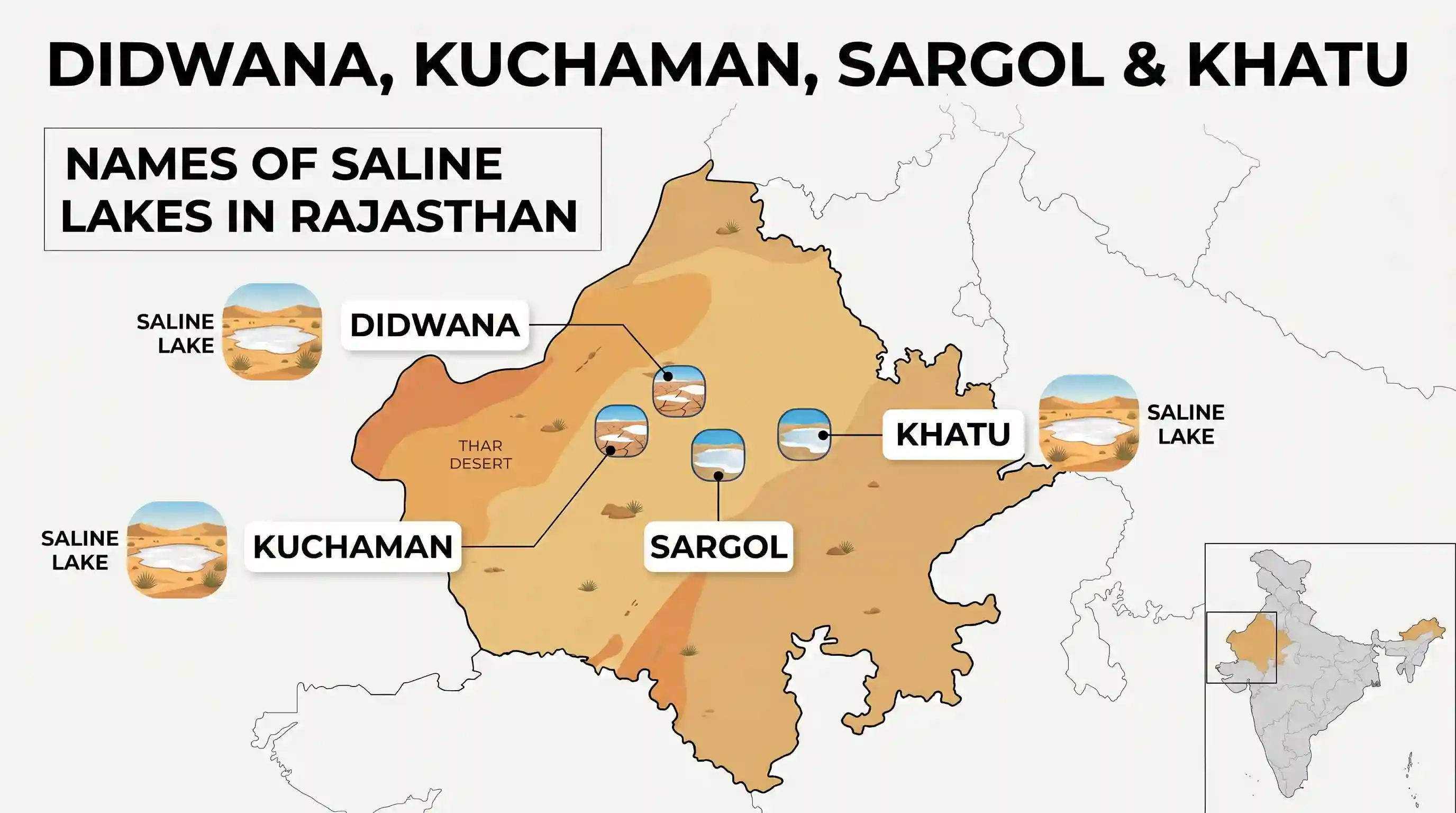 geography: With reference to India, Didwana, Kuchaman, Sargol and Khatu are the names of