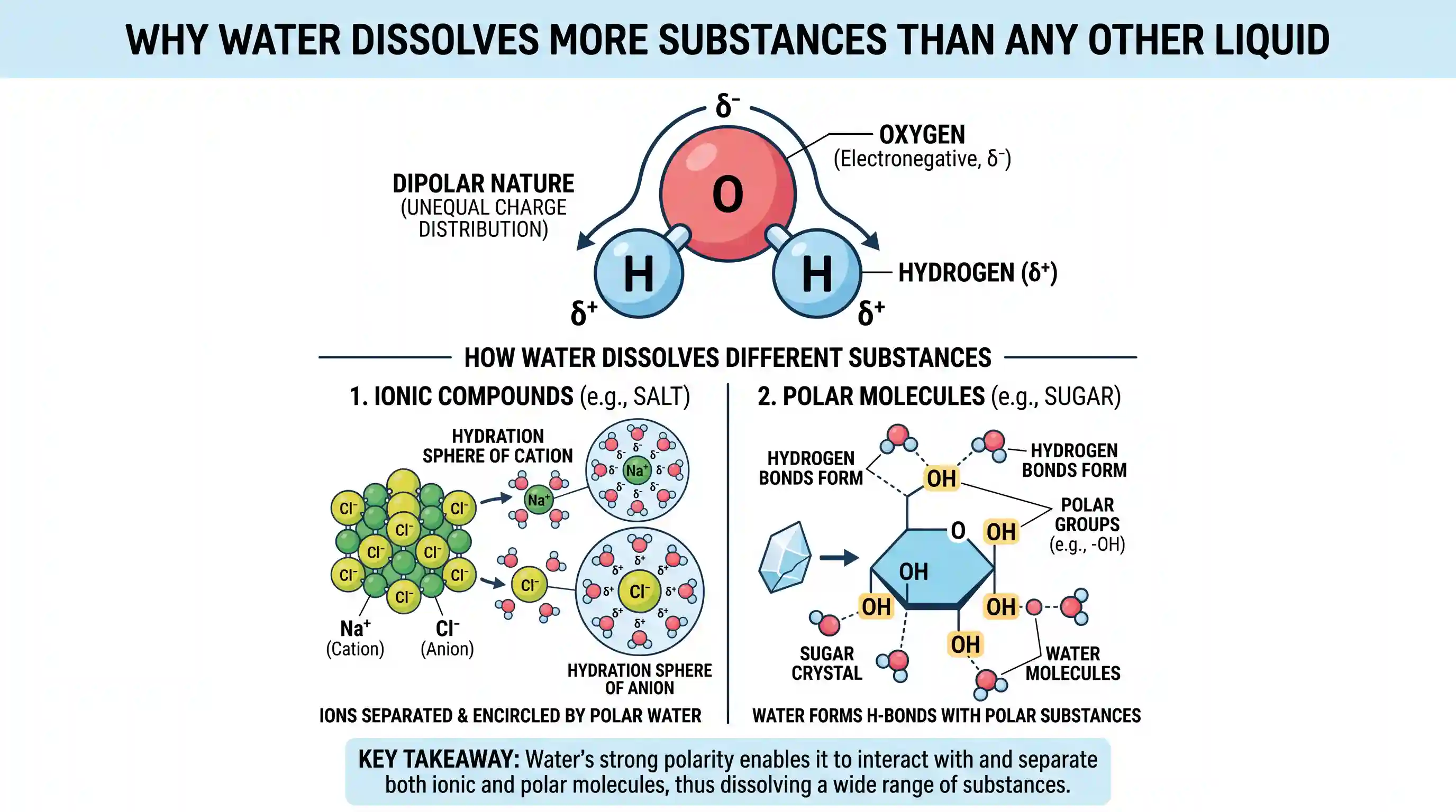 science-and-technology: Water can dissolve more substances than any other liquid because