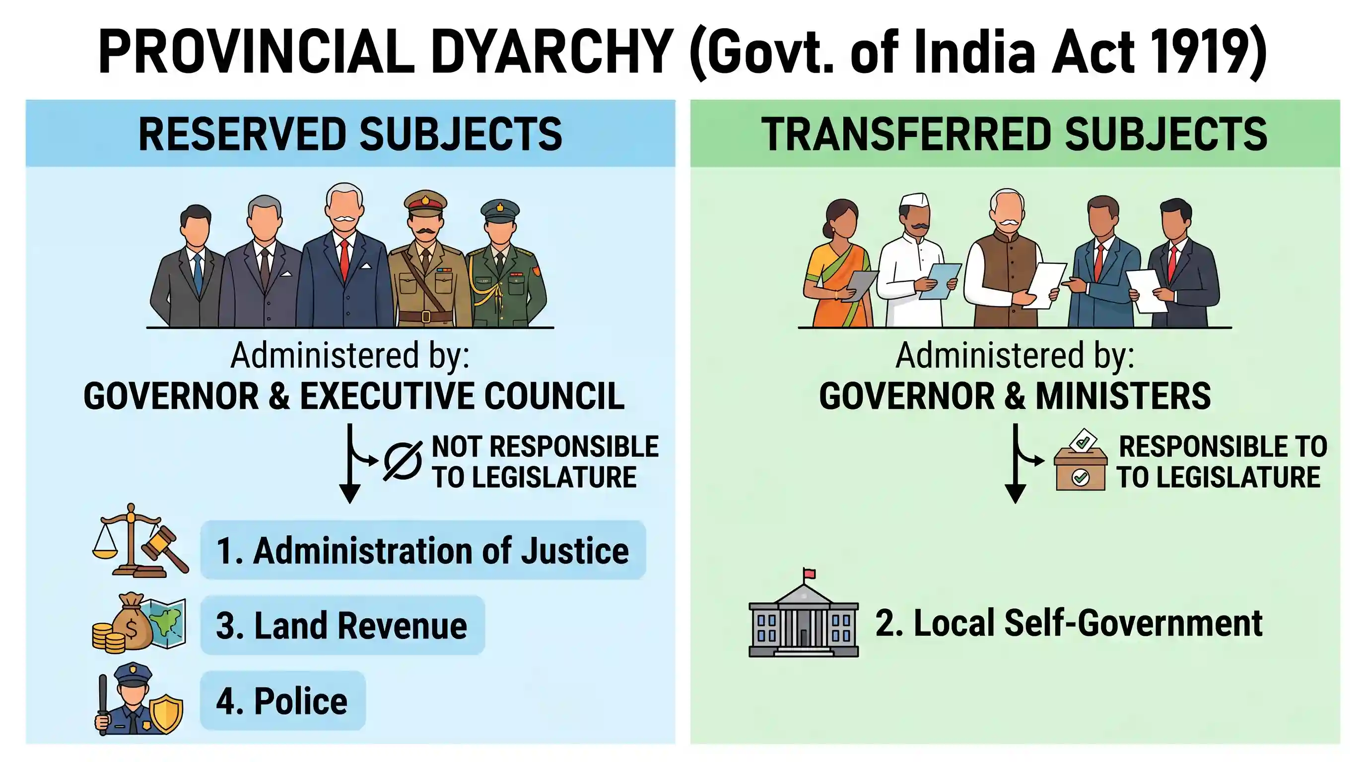 history: In the Government of India Act 1919, the functions of Provincial Government were divided into "Reserved" and "Transferre