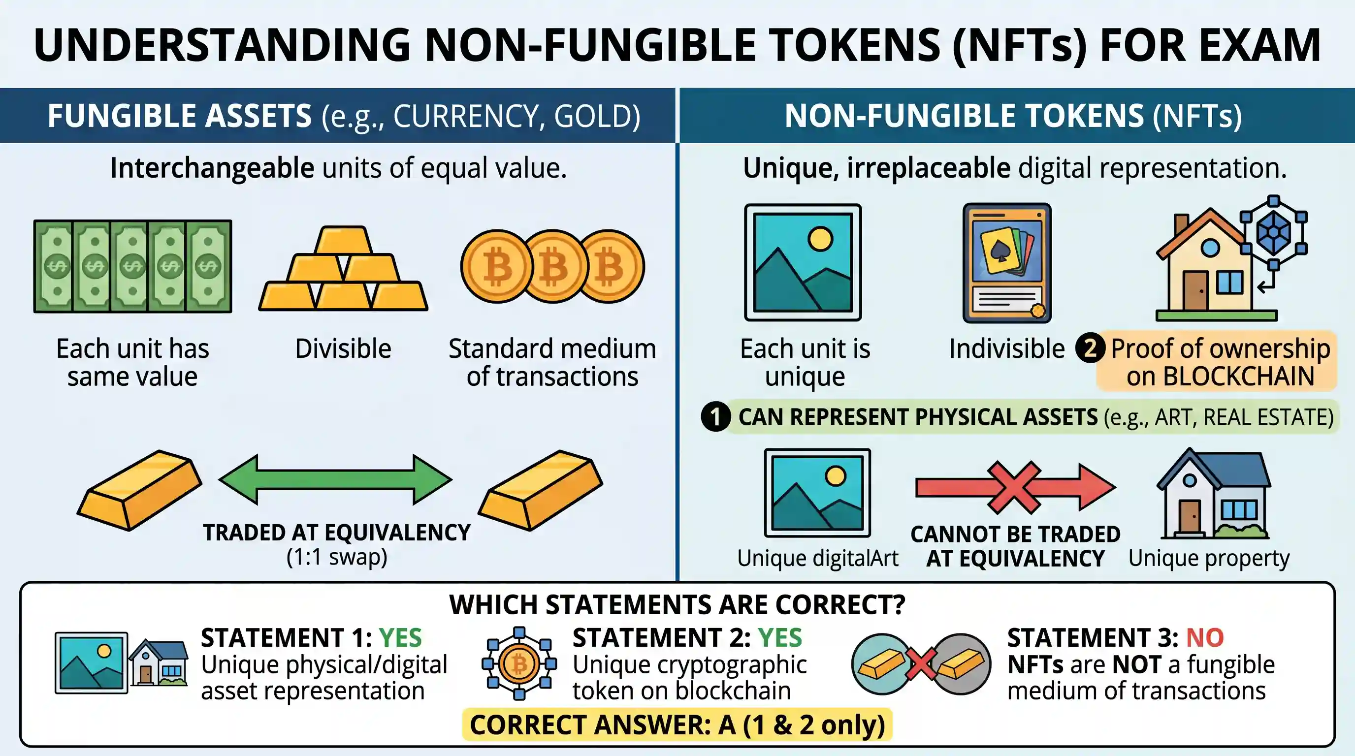 science-and-technology: With reference to Non-Fungible Tokens (NFTs), consider the following statements : 1. They enable the digital representat