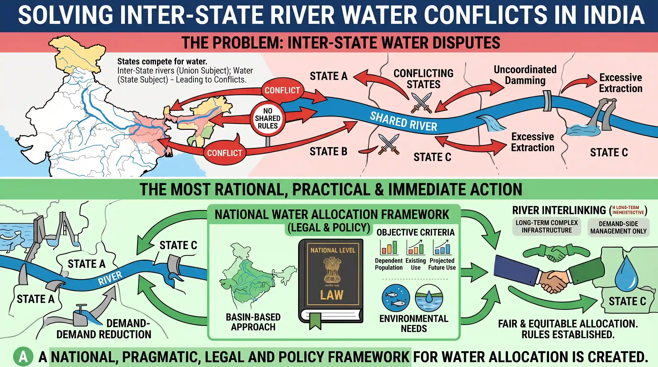 Reading Comprehension: We often hear about conflicts among different States in India over river waters. Of the 20 major river systems, 14 are a