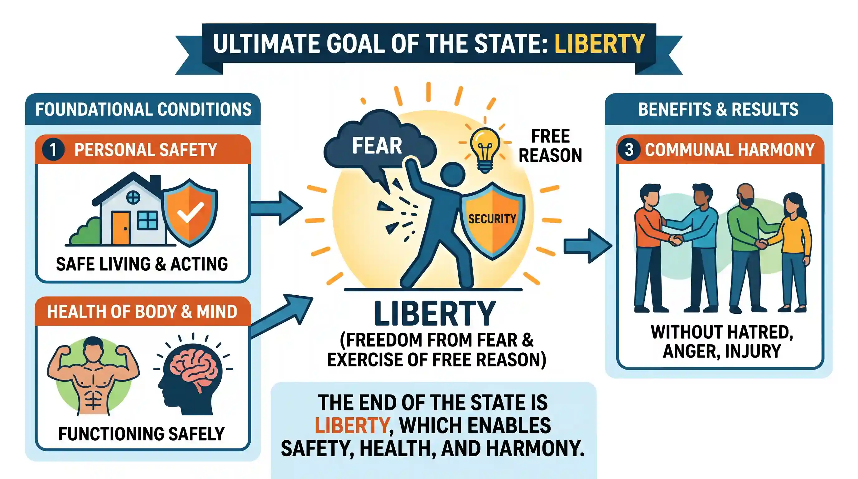 Reading Comprehension: "The last end of the state is not to dominate men, nor to restrain them by fear; rather it is so to free each man from f