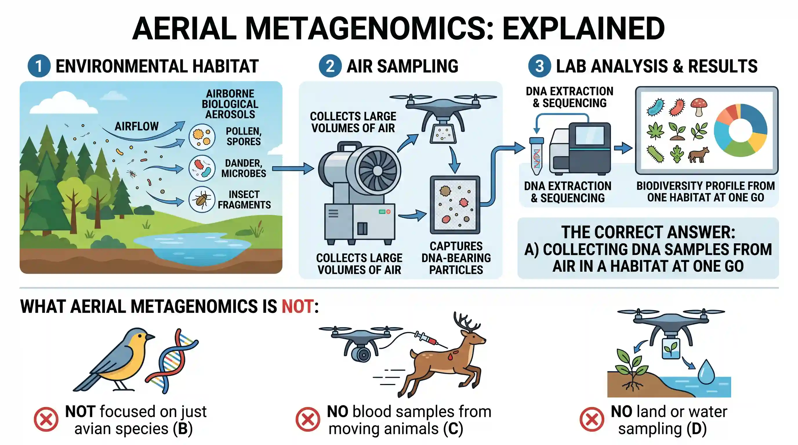 science-and-technology: 'Aerial metagenomics' best refers to which one of the following situations?