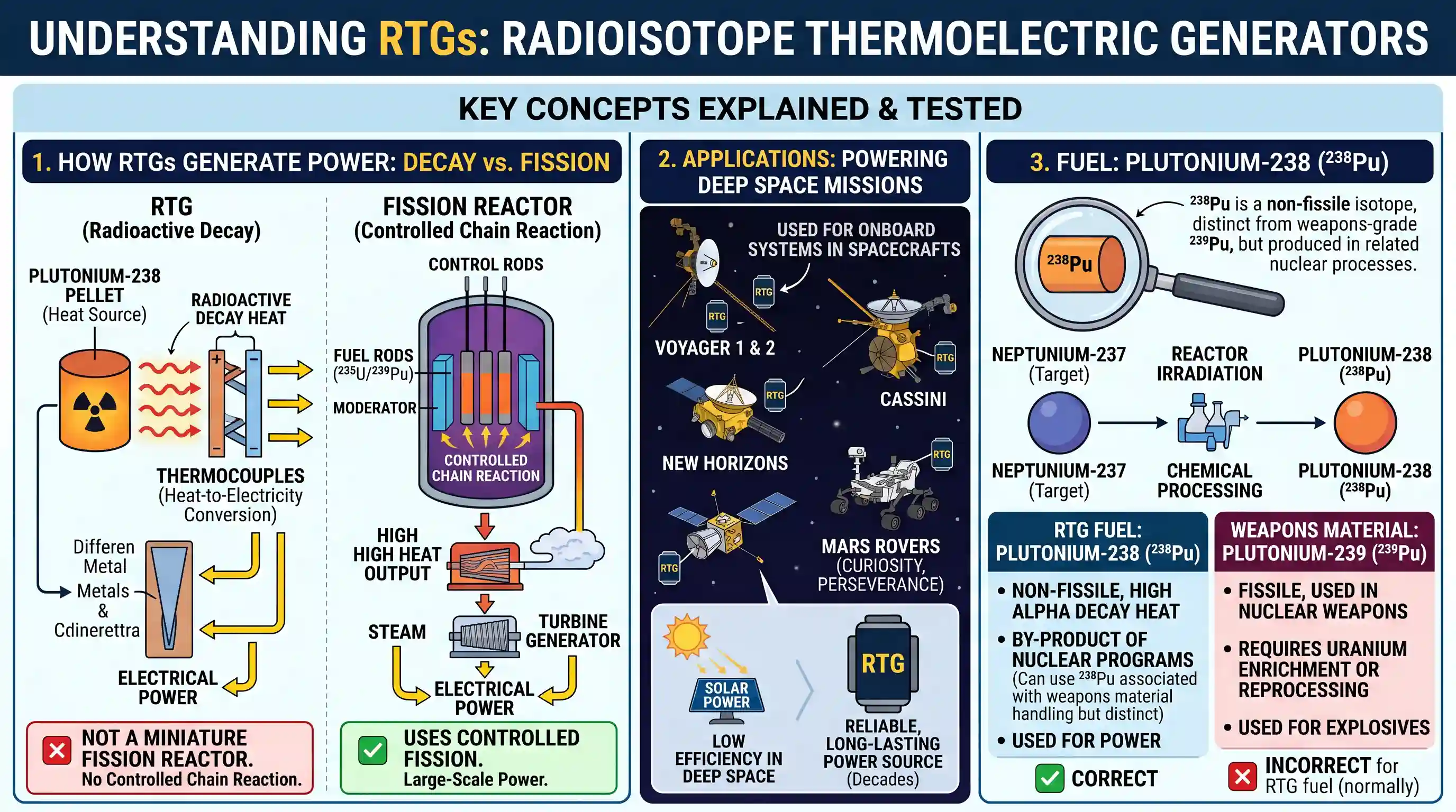 science-and-technology: With reference to radioisotope thermoelectric generators (RTGs), consider the following statements: 1. RTGs are miniatur