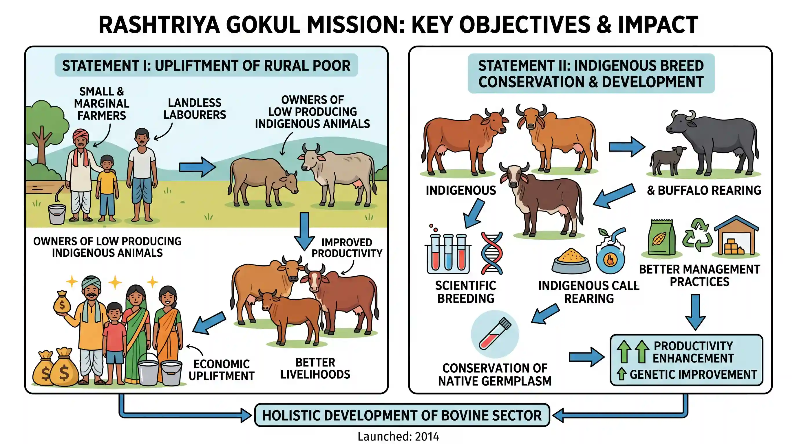 economy: Consider the following statements about the Rashtriya Gokul Mission : I. It is important for the upliftment of rural poo
