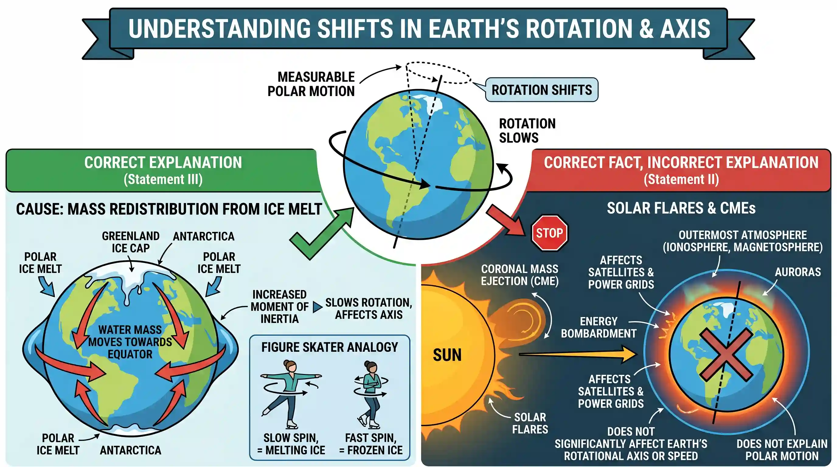 geography: Consider the following statements : Statement I: Scientific studies suggest that a shift is taking place in the Earth's