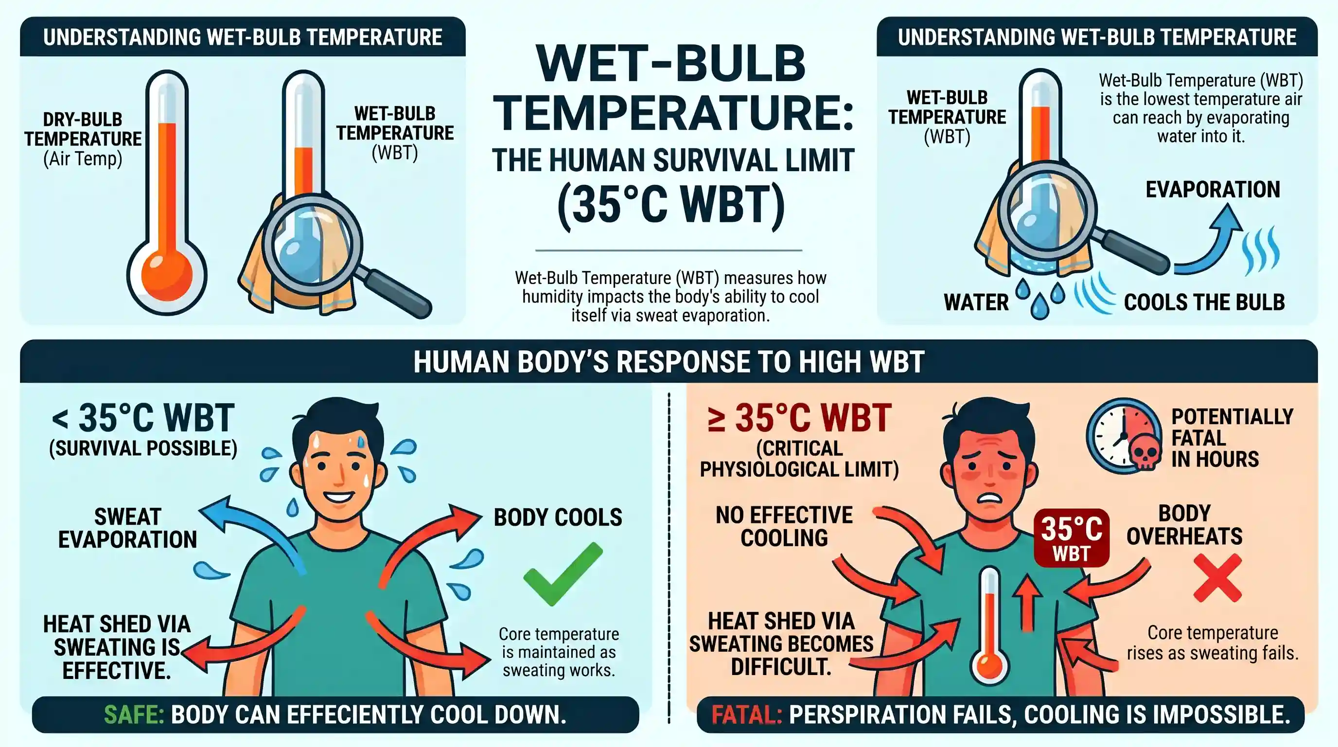 geography: The World Bank warned that India could become one of the first places where wet-bulb temperatures routinely exceed 35 °C