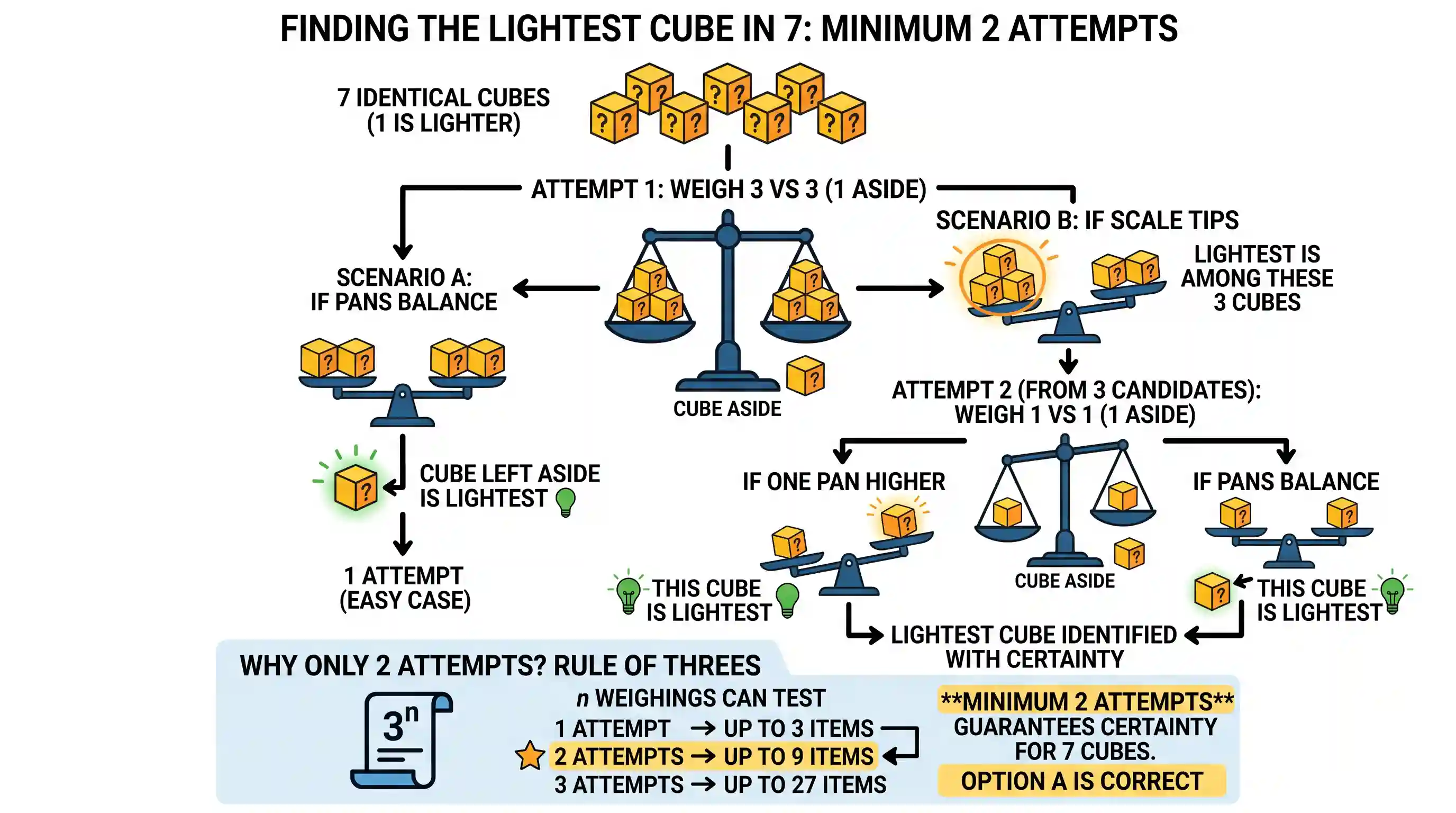other: Seven cubes are identical in shape. Out of these, the weight of each of the six cubes is equal and the weight of the rem