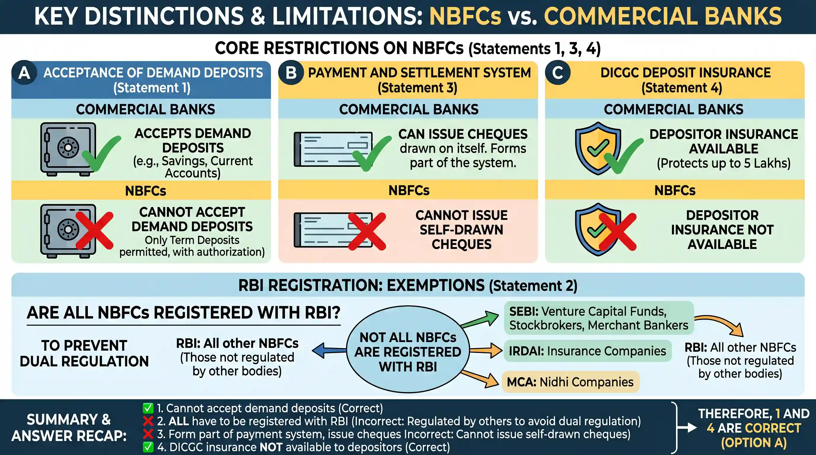 economy: Consider the following statements about the Non-Banking Financial Companies (NBFCs) in India : 1. NBFCs cannot accept de