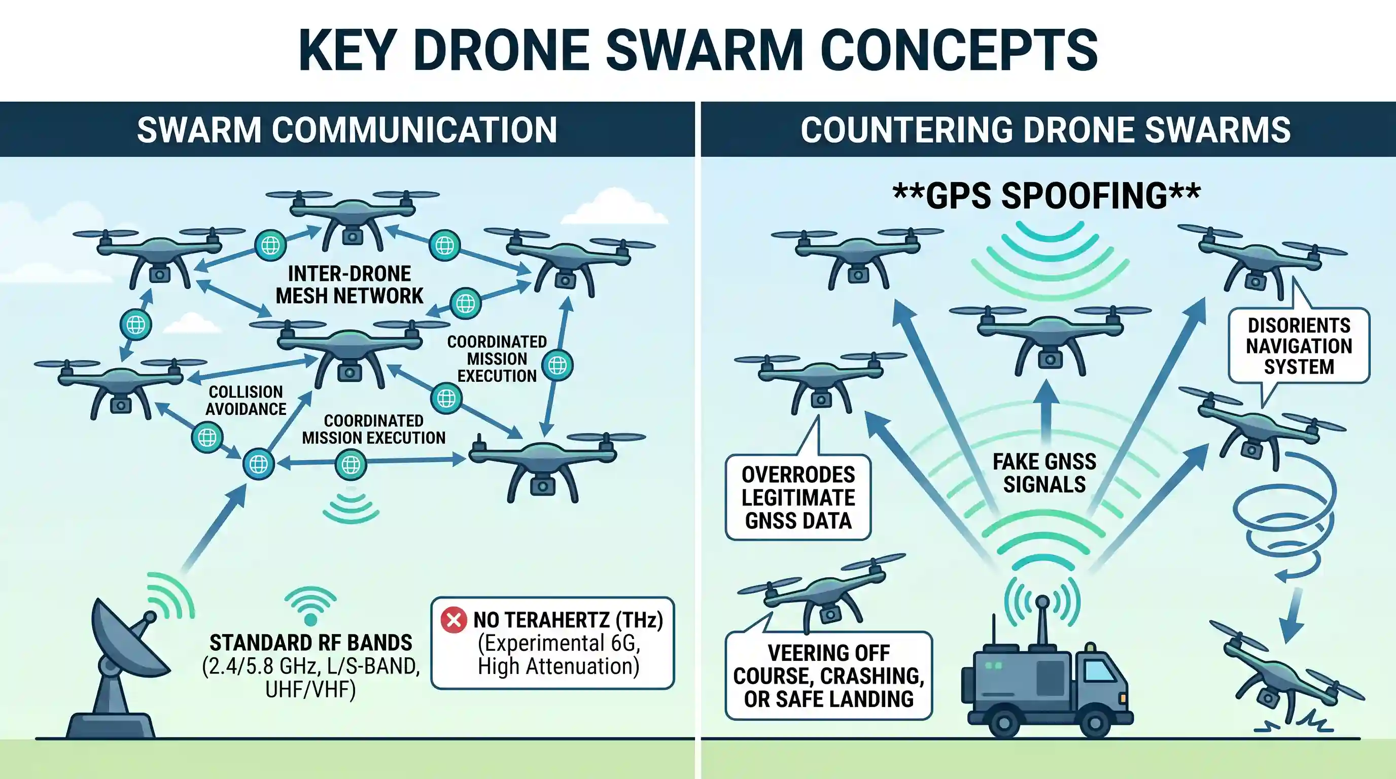 science-technology: Which of the following statements with regard to drone swarms is/are correct ? 1. They use Terahertz band of frequency t