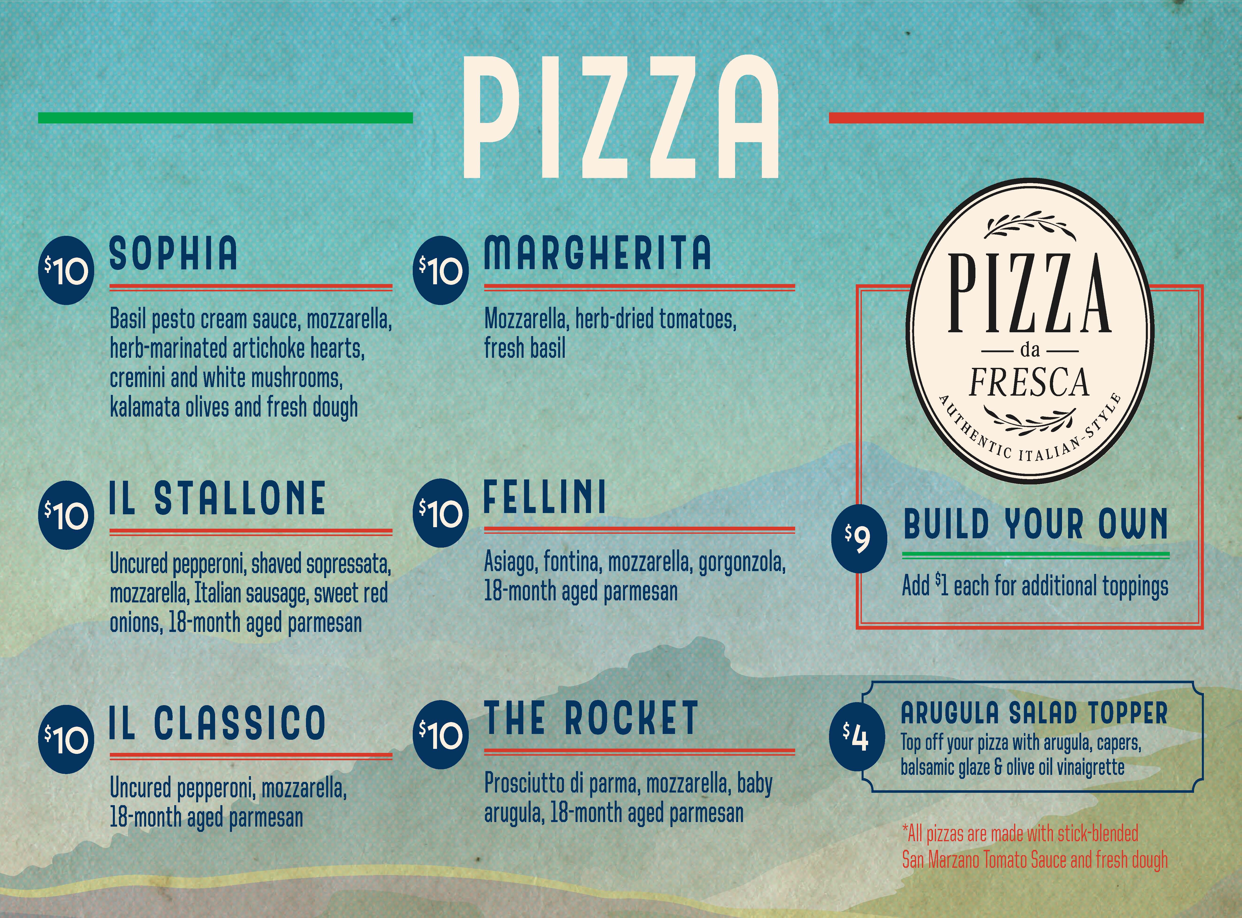 an image of the menu for Pizza da Fresca