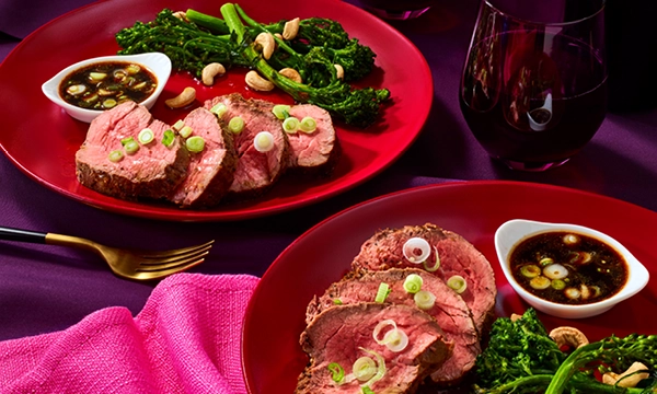 Sliced Beef Tenderloin with Asian Dipping Sauce 