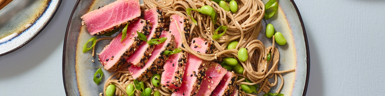 Sesame-Crusted Tuna with Edamame & Tahini Soba Noodles