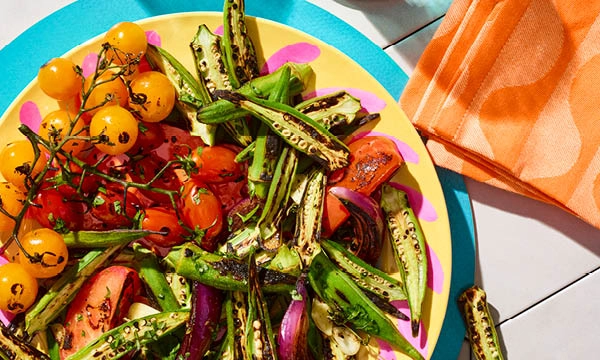 Charred Okra and Tomatoes