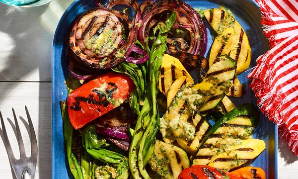 Grilled Mixed Vegetables with Caper-Lemon Compound Butter