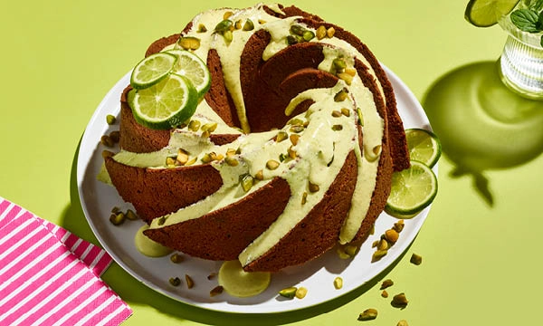 Pistachio-Lime Pound Cake with Pistachio Cream