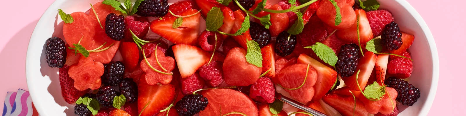 Watermelon Fruit Salad with Lime-Mint Dressing 