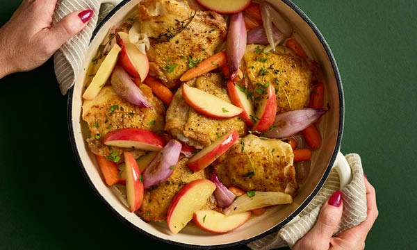 Apple Cider-Glazed Chicken with Carrots and Shallots