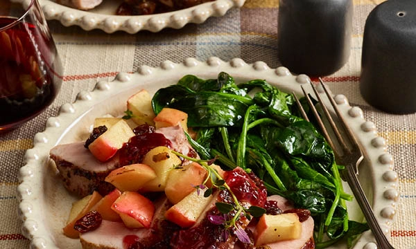 Jalapeño Jelly-Glazed Pork Tenderloin with Roasted Apple Compote