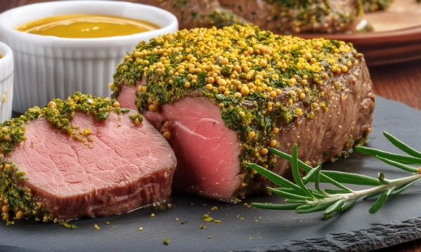 Beef Tenderloin with Mustard-Herb Crust 