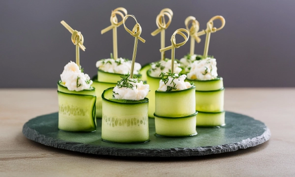 Cucumber Pinwheels with Goat Cheese Spread 