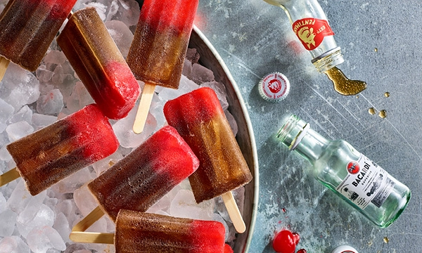 Cherry Soda & Rum Ice Pops