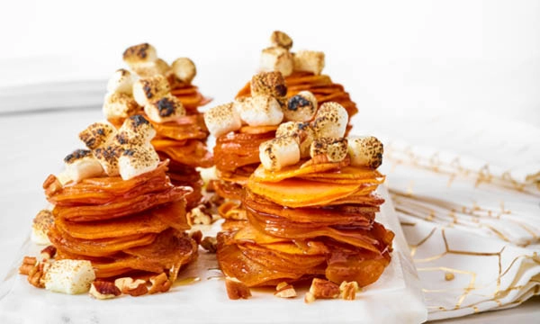 Sweet Potato Stacks with Broiled Marshmallows