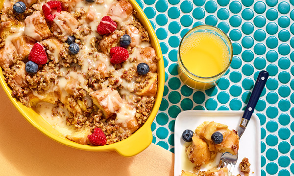 Donut Bread Pudding with Amaretto Glaze