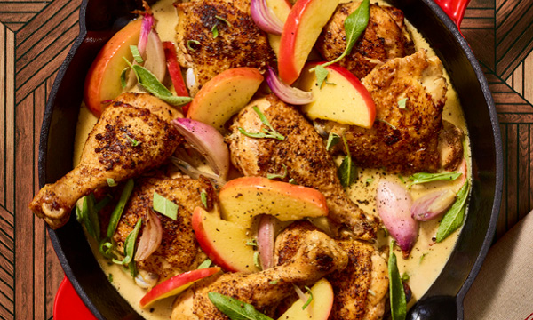 Braised Chicken with Apples & Sage