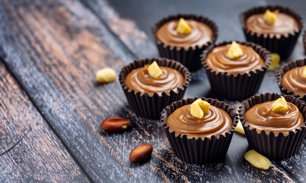 Dark Chocolate Cups with Peanut Butter Mousse