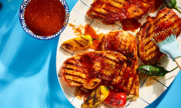 Grilled Chicken Breasts with Honey BBQ Sauce