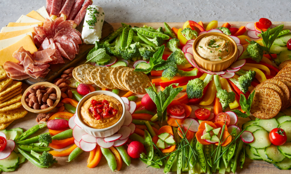 Vegetable and meat tray.
