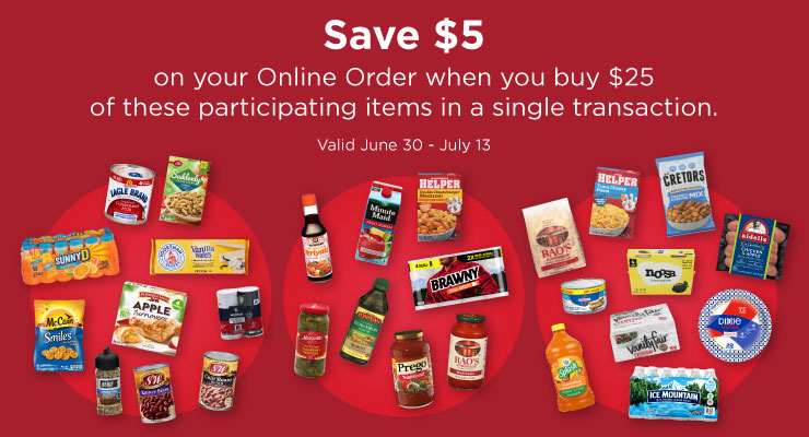 save $5 on your online order with purchase of participating products