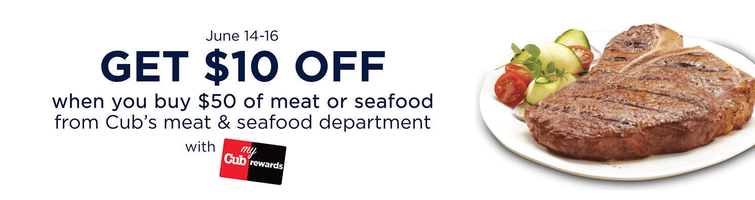 $10 off meat and seafood purchase