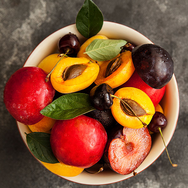 bowl of stone fruit