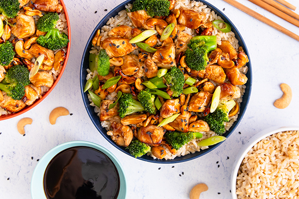 Air Fryer Teriyaki Cashew Chicken Bowl