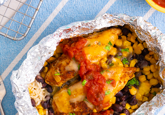 Chicken Burrito Bowl Foil Packs