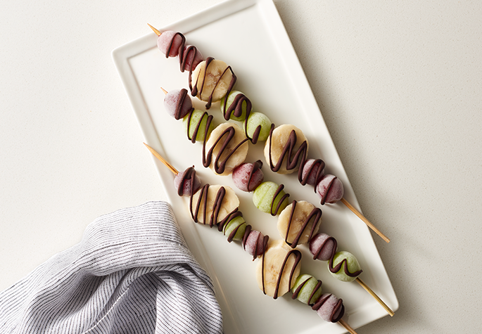 Frozen Grape and Banana Skewers with Chocolate Drizzle