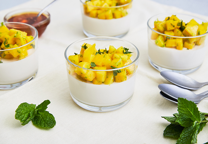 Honeyed Panna Cotta with Mango