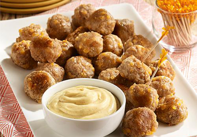 Sausage Balls with Creamy Honey Mustard Dip