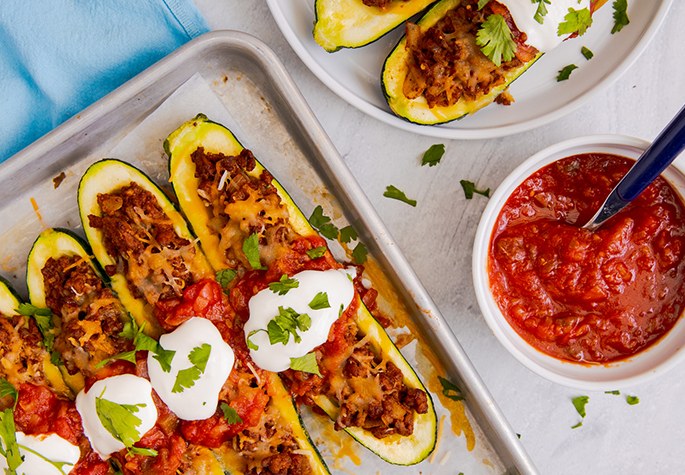 Turkey Taco Zucchini Boats