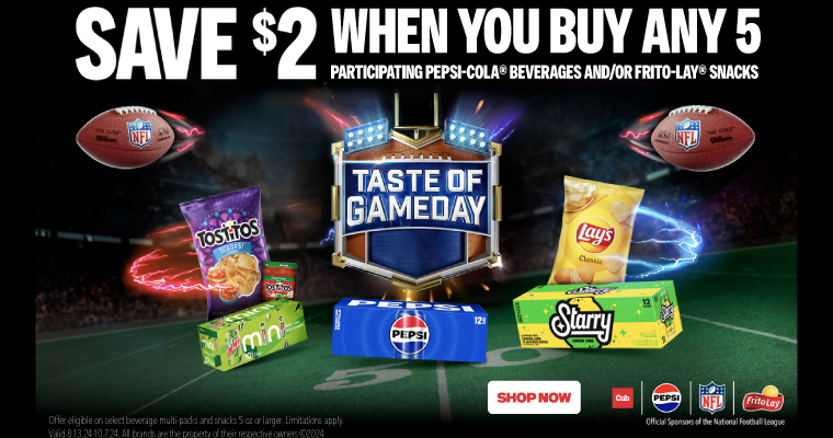 save $2 on pepsi and frito lay