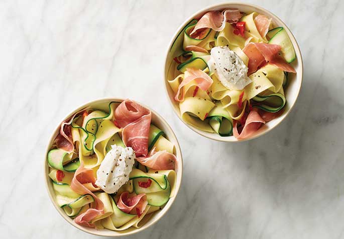 Pasta with Zucchini, Ricotta, and Prosciutto recipe